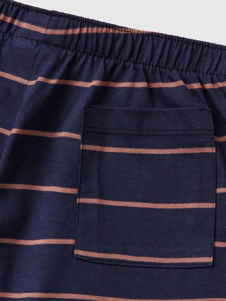 Benetton Short Pyjamas In Pure Cotton Dark Blue