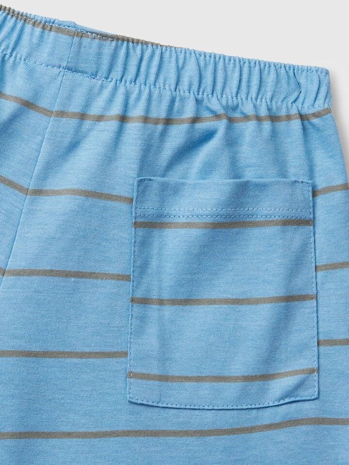 Benetton Short Pyjamas In Pure Cotton Light Blue