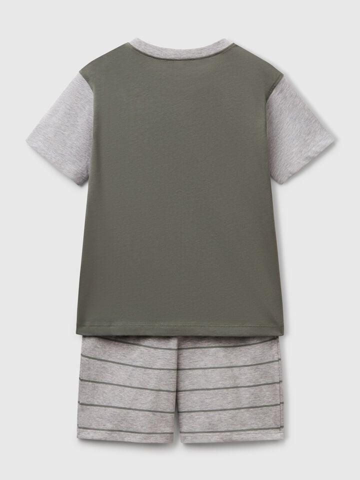 Benetton Short Pyjamas In Pure Cotton Light Green