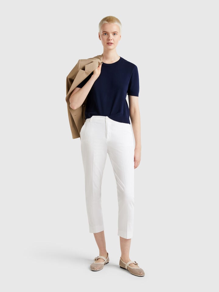 Benetton Short Sleeve 100% Cotton Sweater Dark Blue