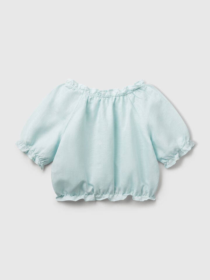 Benetton Short Sleeve Blouse Aqua