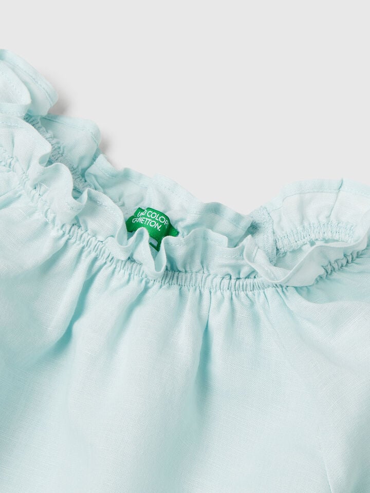 Benetton Short Sleeve Blouse Aqua