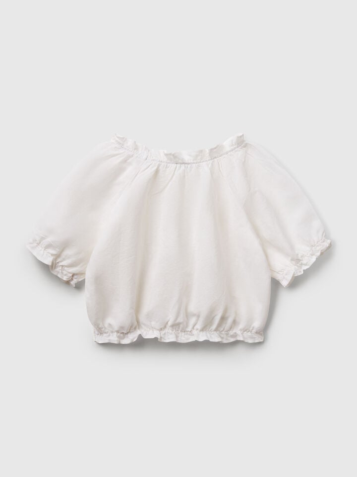 Benetton Short Sleeve Blouse White