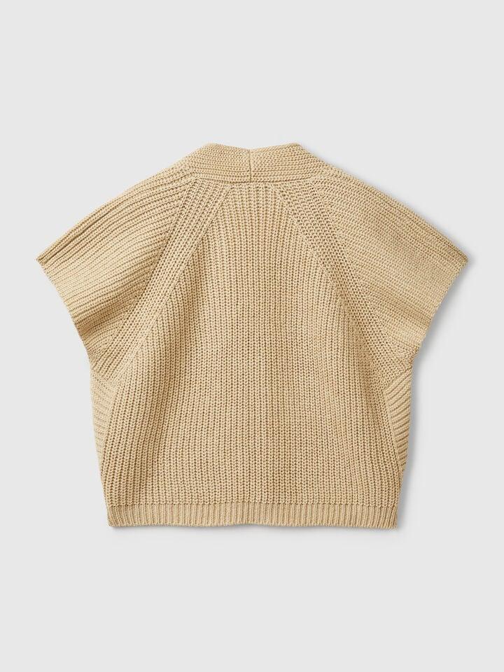 Benetton Short Sleeve Cardigan Beige
