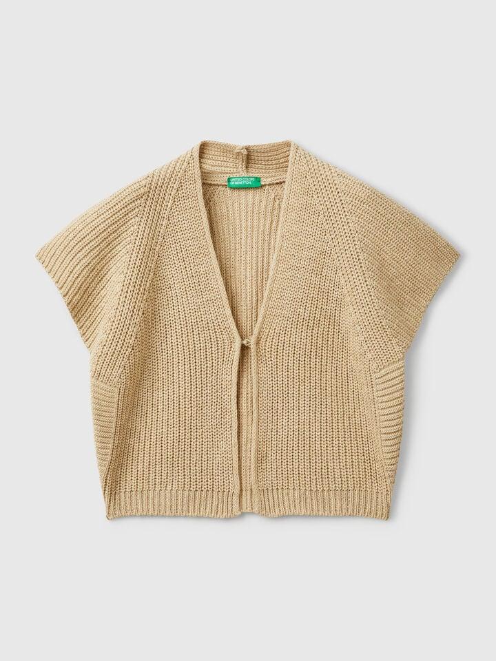 benetton Short sleeve cardigan Beige
