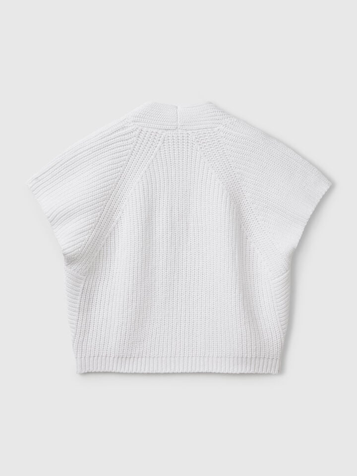 Benetton Short Sleeve Cardigan White