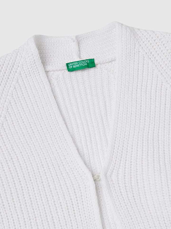 Benetton Short Sleeve Cardigan White