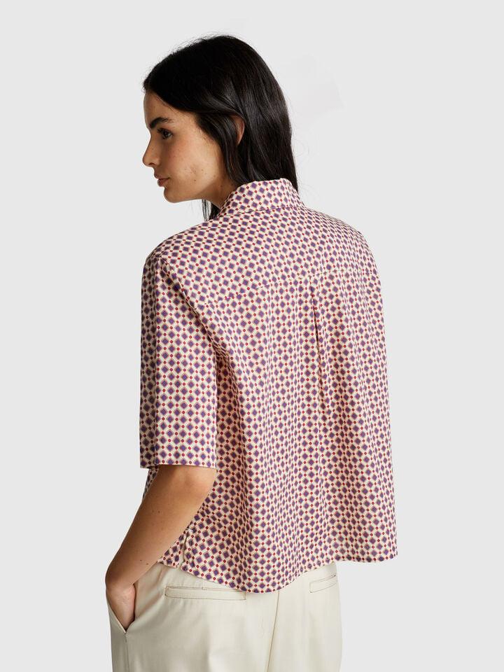 Benetton Short Sleeve Patterned Shirt Multi-color