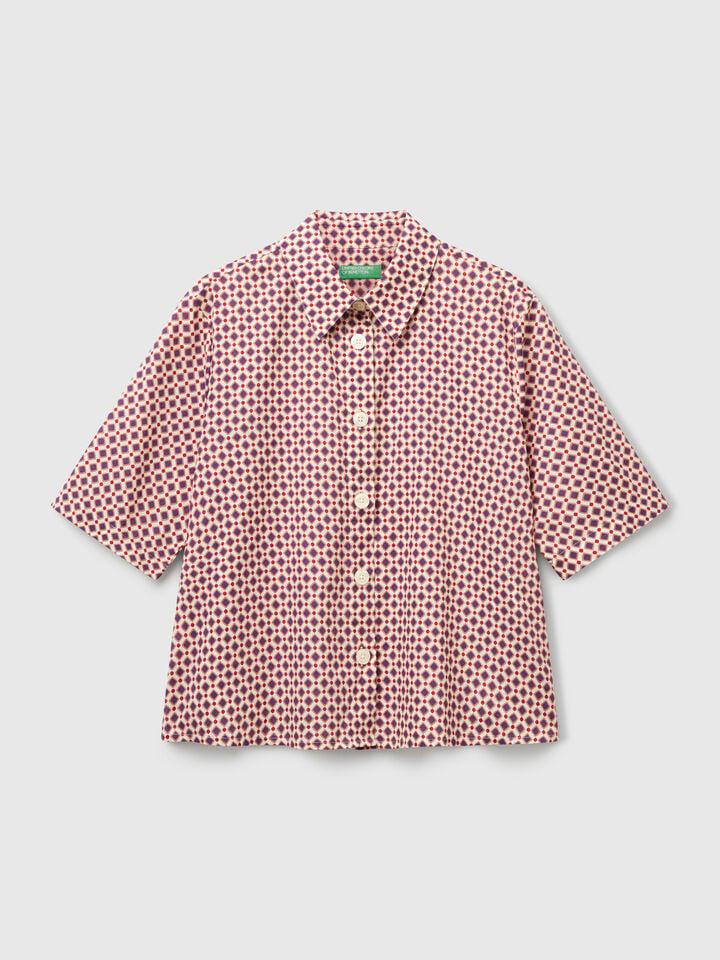 Benetton Short Sleeve Patterned Shirt Multi-color
