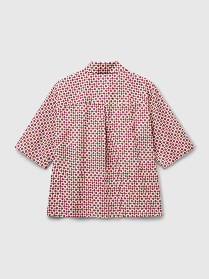 Benetton Short Sleeve Patterned Shirt Multi-color