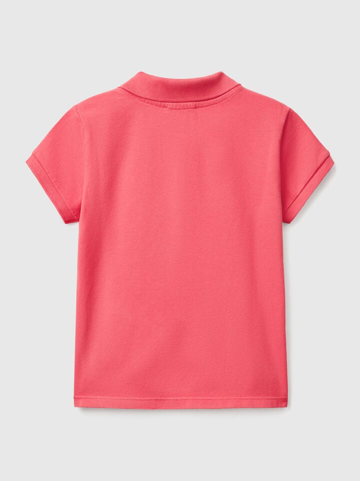 Benetton Short Sleeve Polo In Cotton Cyclamen