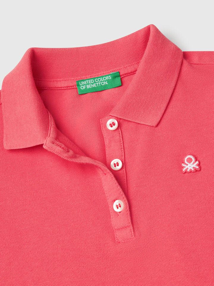 Benetton Short Sleeve Polo In Cotton Cyclamen