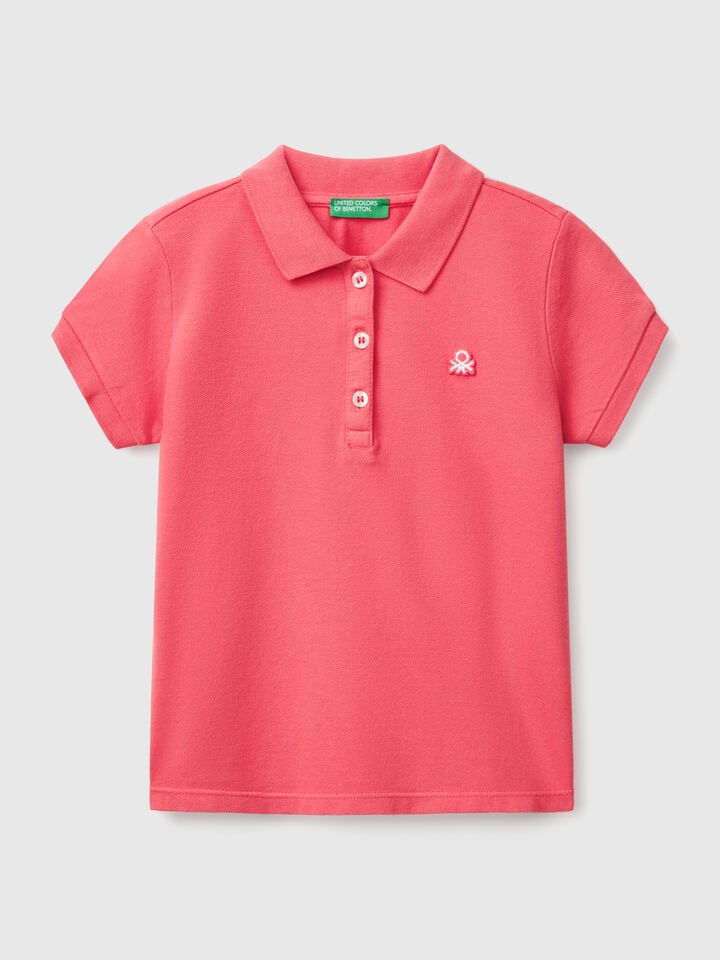 benetton Short sleeve polo in cotton Cyclamen