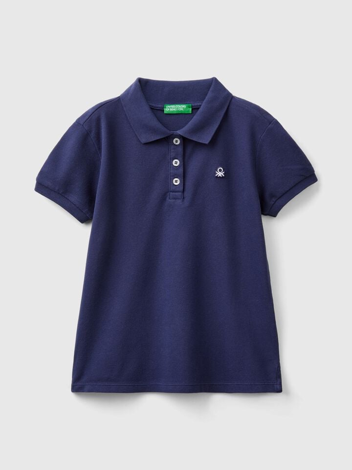 benetton Short sleeve polo in cotton Dark Blue
