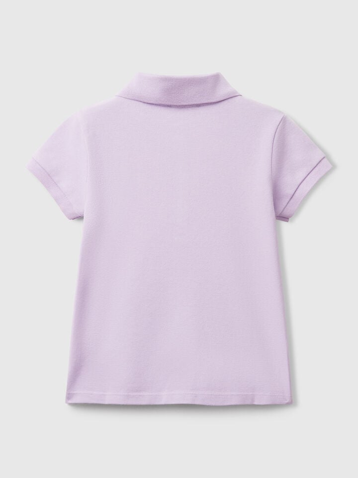 Benetton Short Sleeve Polo In Cotton Lilac