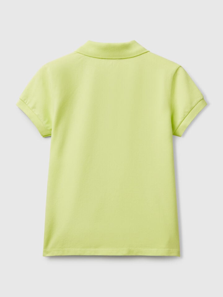 Benetton Short Sleeve Polo In Cotton Lime