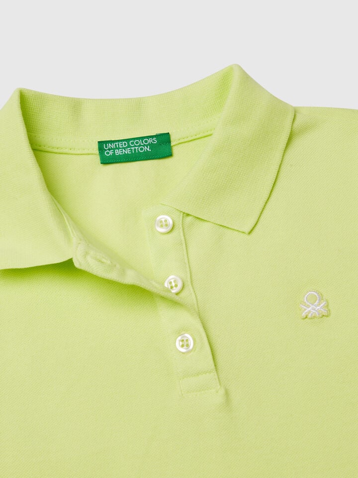 Benetton Short Sleeve Polo In Cotton Lime