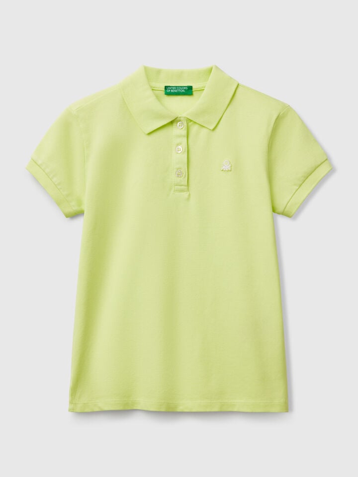 benetton Short sleeve polo in cotton Lime