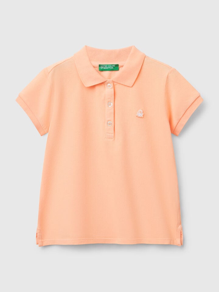 benetton Short sleeve polo in cotton Peach