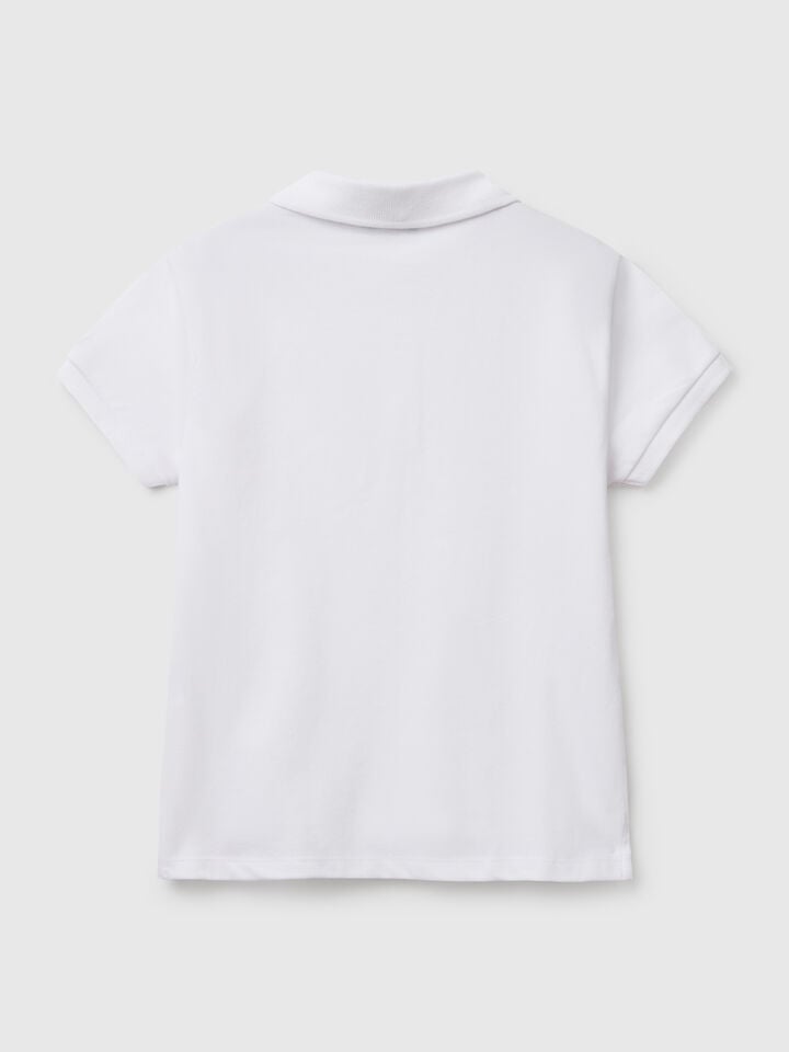 Benetton Short Sleeve Polo In Cotton White