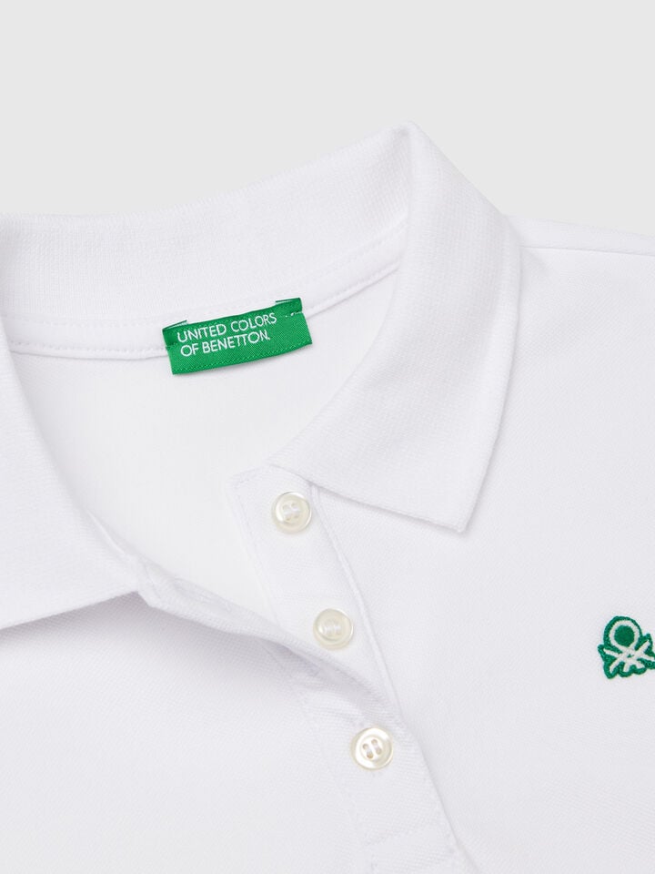 Benetton Short Sleeve Polo In Cotton White