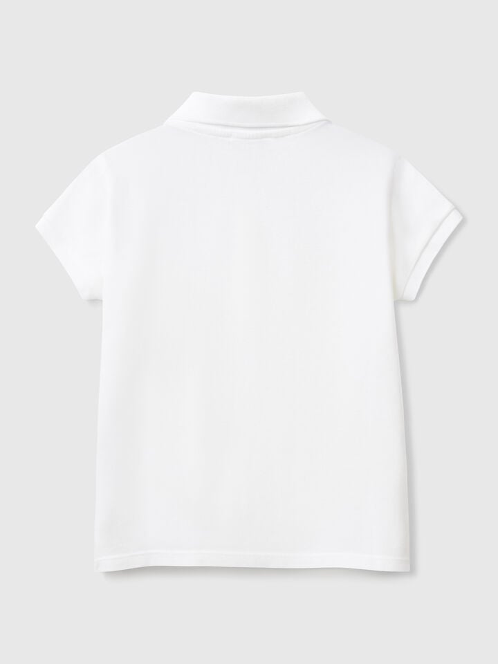 Benetton Short Sleeve Polo In Cotton White