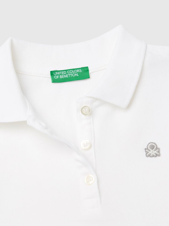 Benetton Short Sleeve Polo In Cotton White