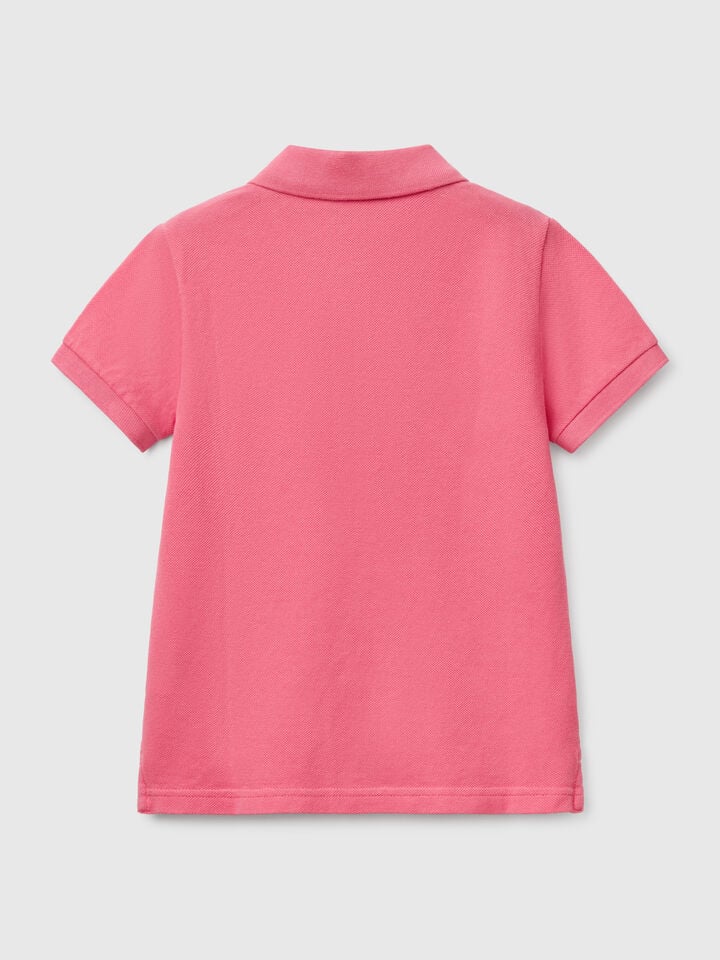 Benetton Short Sleeve Polo In Pure Cotton Cyclamen