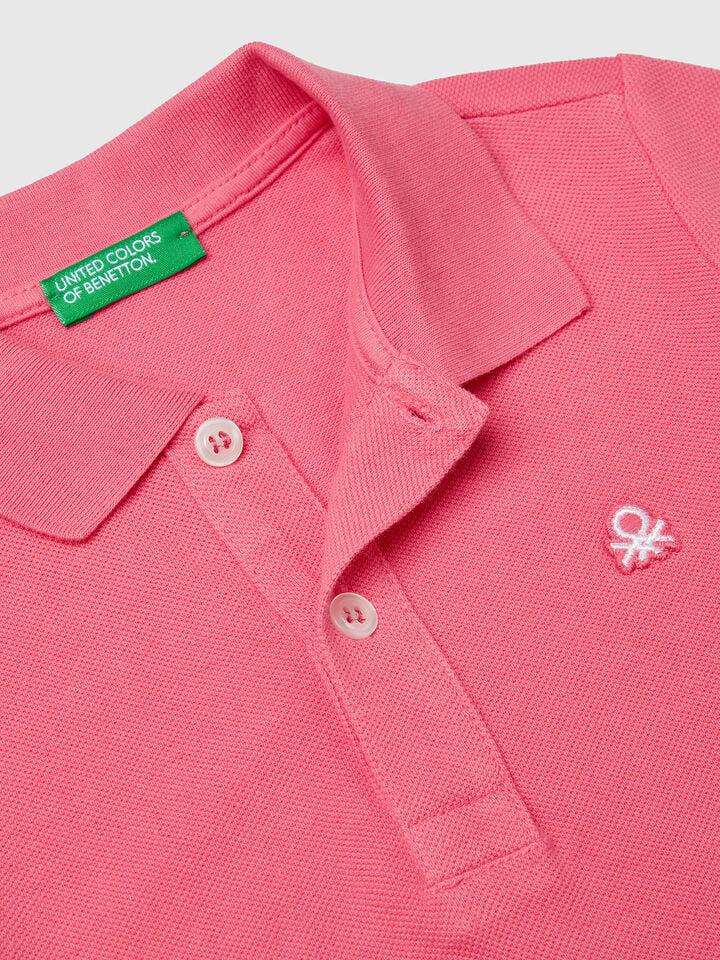 Benetton Short Sleeve Polo In Pure Cotton Cyclamen