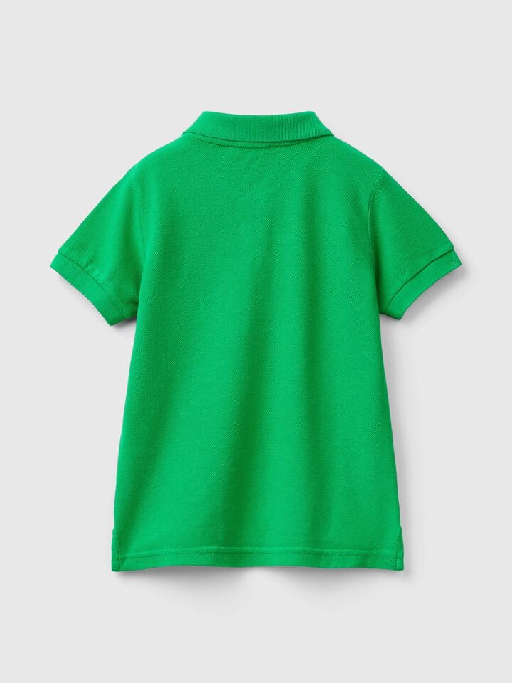 Benetton Short Sleeve Polo In Pure Cotton Green