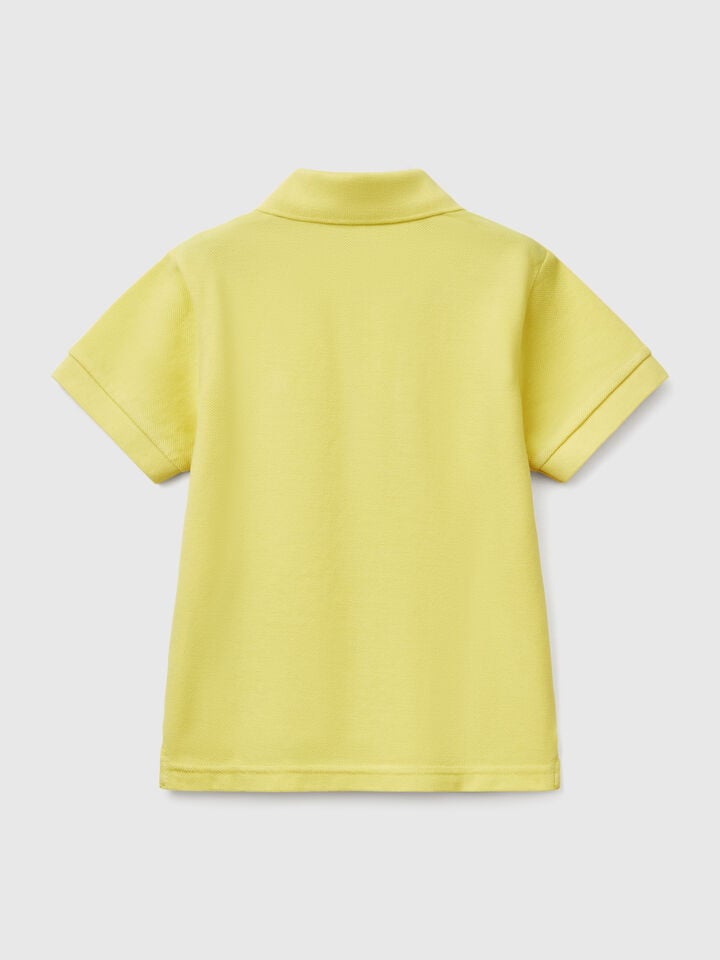Benetton Short Sleeve Polo In Pure Cotton Lime