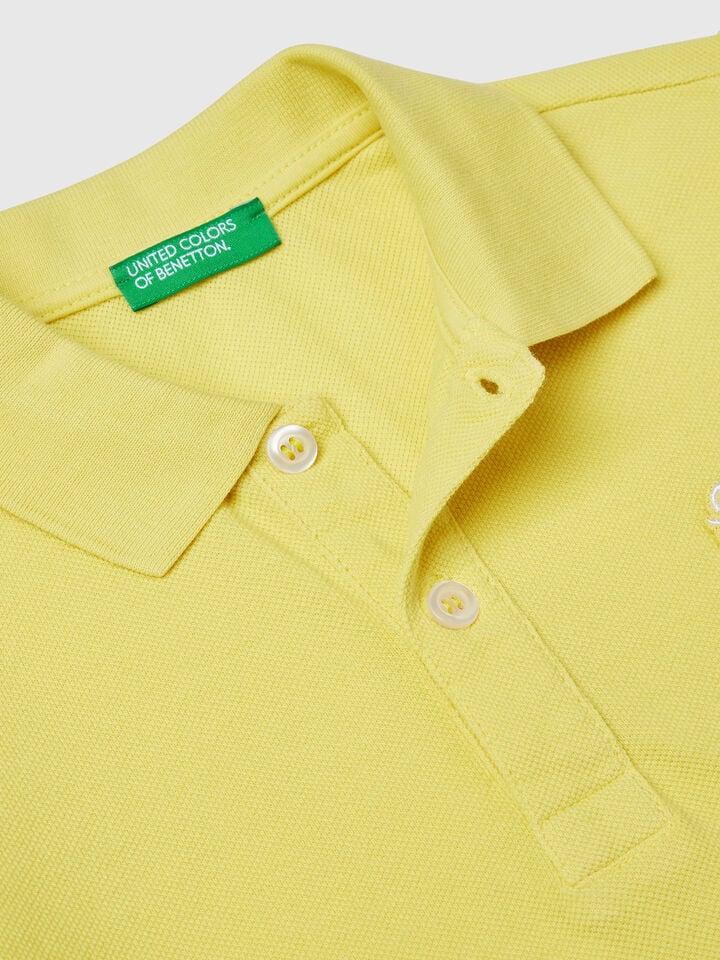 Benetton Short Sleeve Polo In Pure Cotton Lime