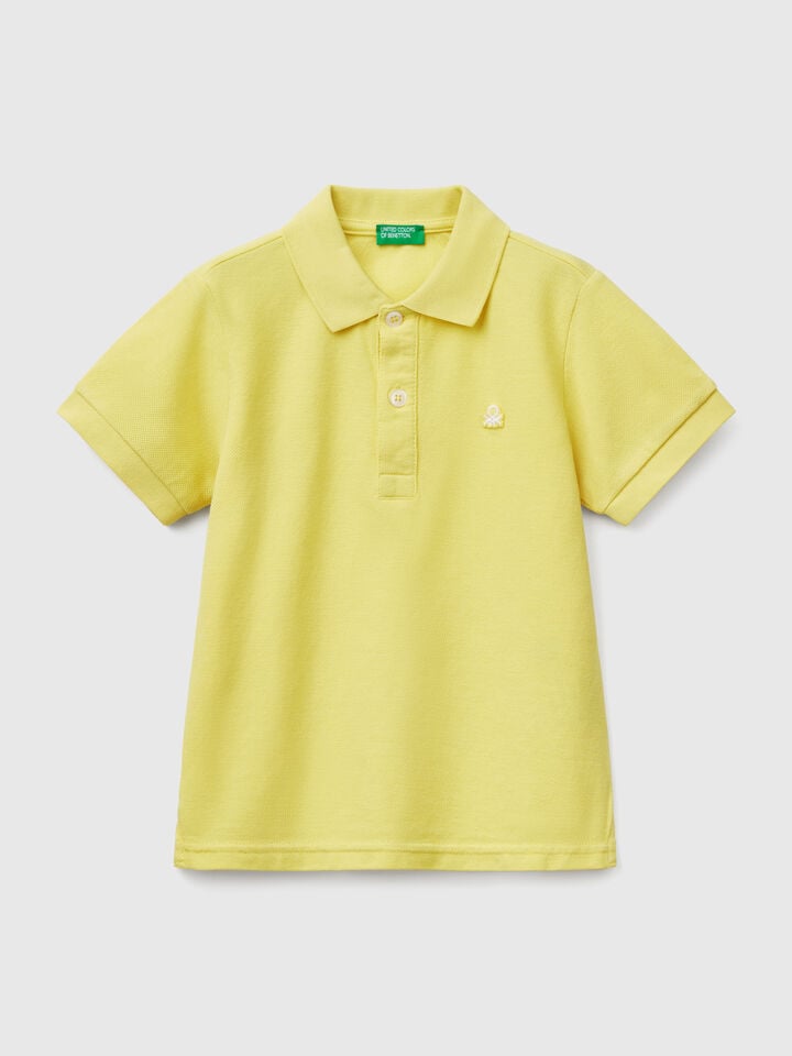 benetton Short sleeve polo in pure cotton Lime
