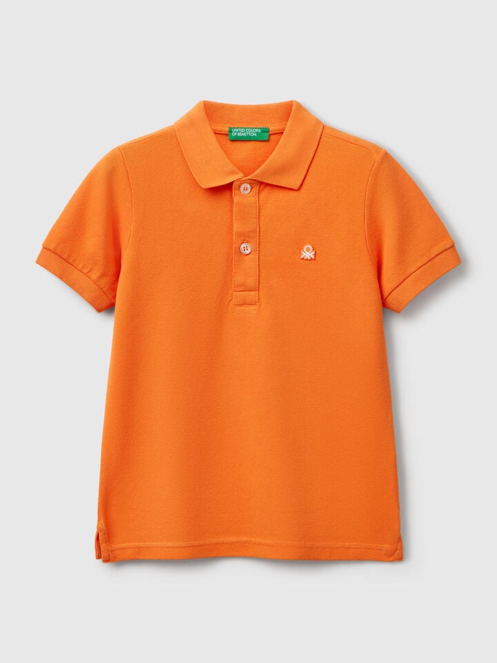 benetton Short sleeve polo in pure cotton Orange