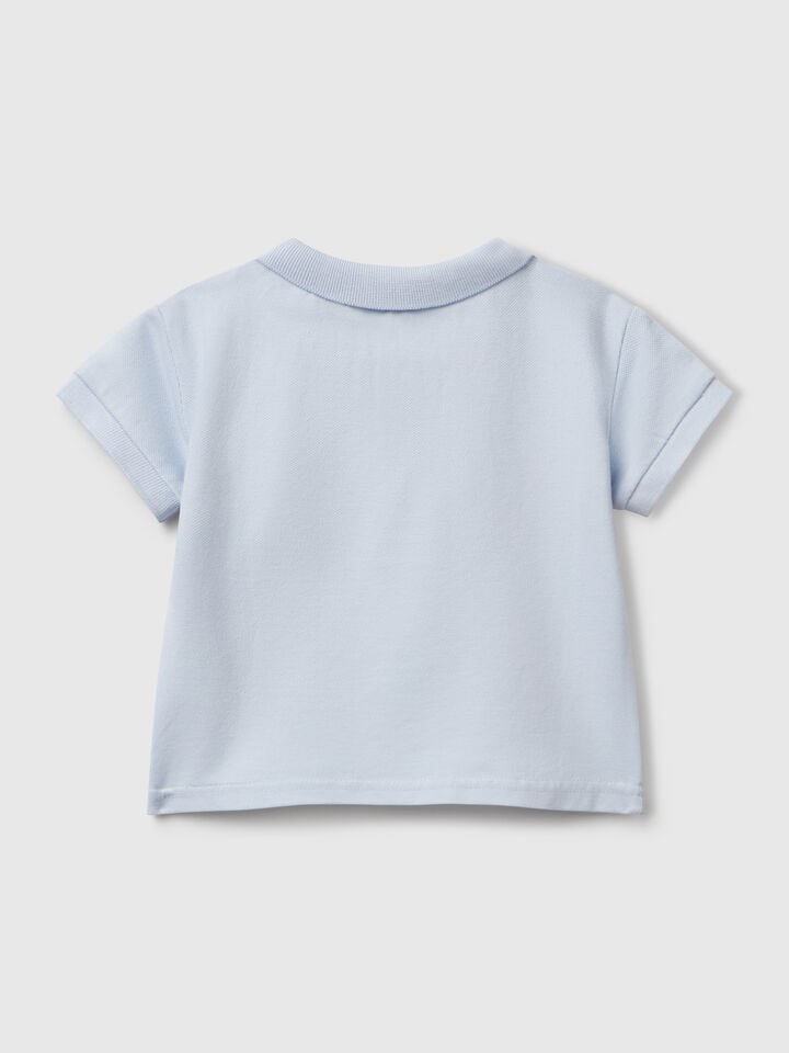 Benetton Short Sleeve Polo Shirt Sky Blue