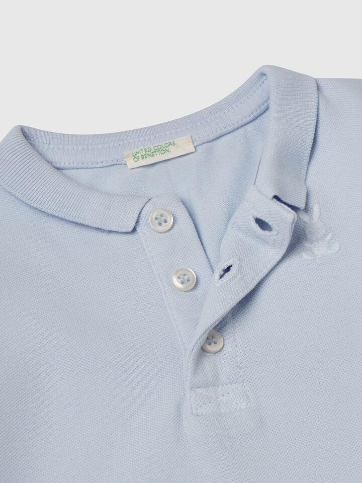 Benetton Short Sleeve Polo Shirt Sky Blue