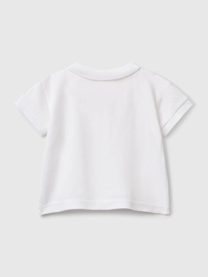 Benetton Short Sleeve Polo Shirt White