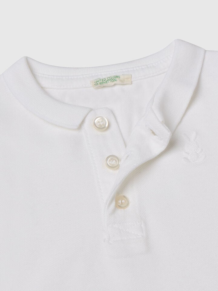 Benetton Short Sleeve Polo Shirt White