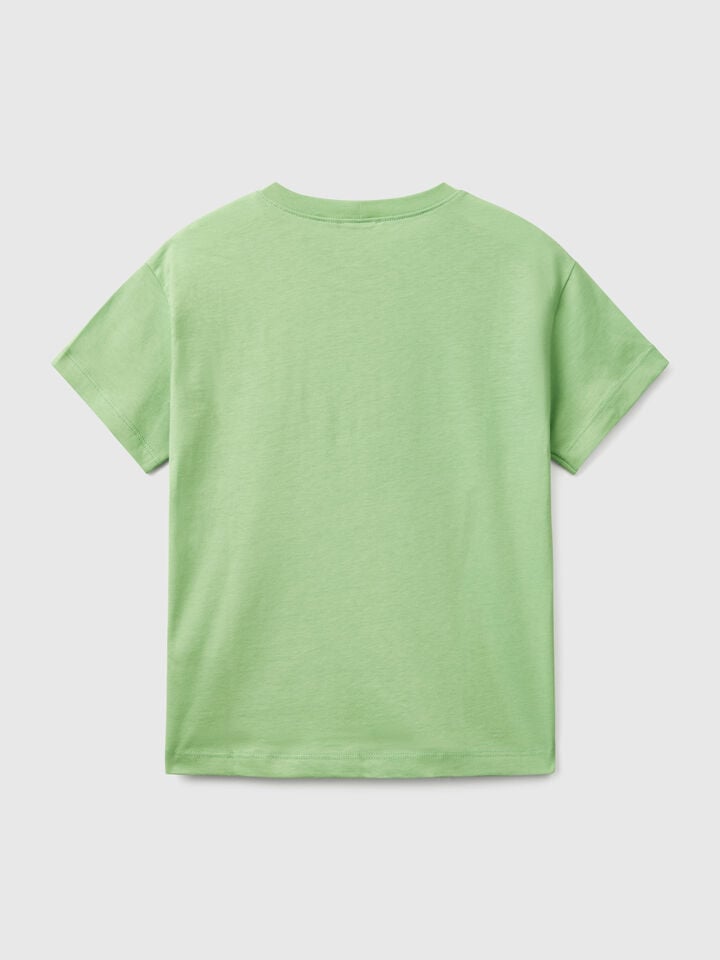 Benetton Short Sleeve T-shirt In 100% Cotton Green