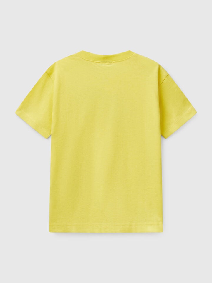 Benetton Short Sleeve T-shirt In 100% Cotton Lime