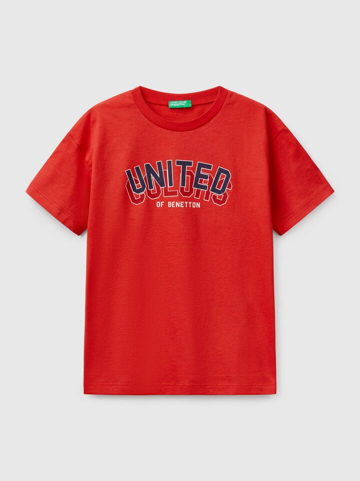 benetton Short sleeve t-shirt in 100% cotton Red