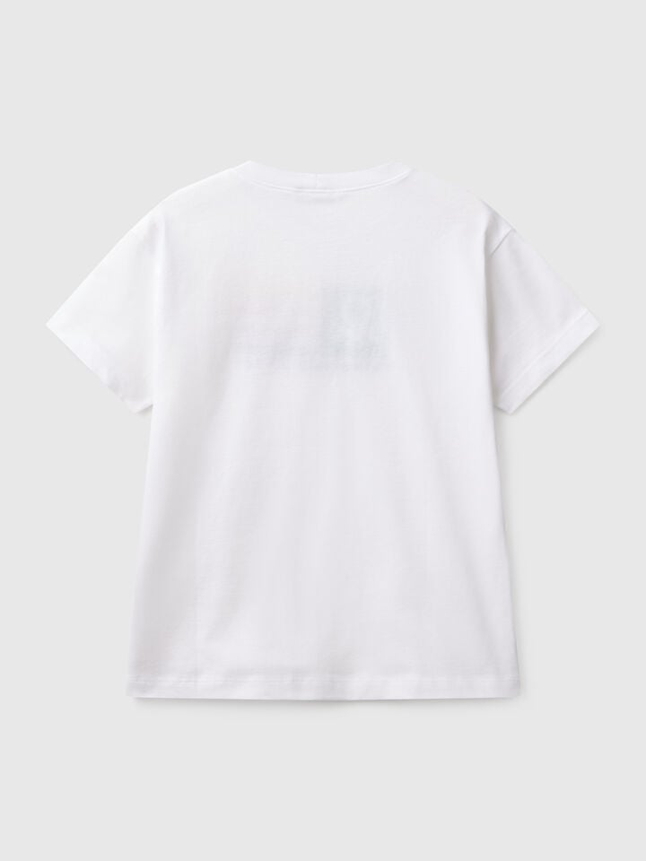 Benetton Short Sleeve T-shirt In 100% Cotton White