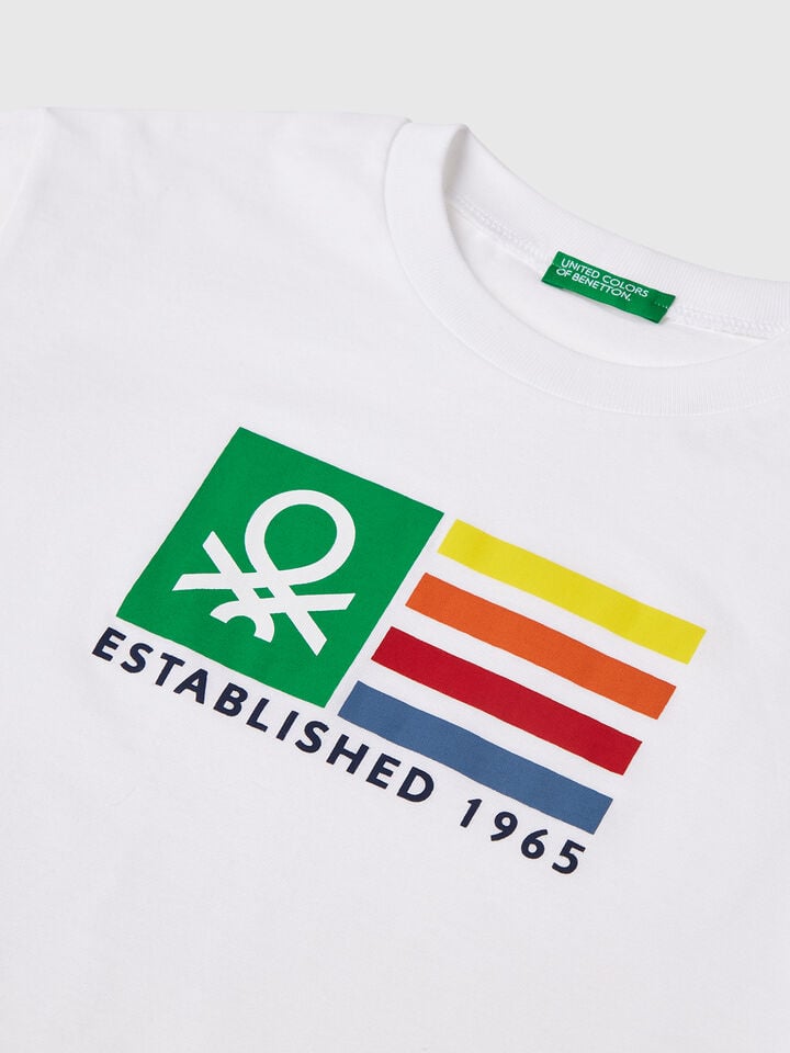 Benetton Short Sleeve T-shirt In 100% Cotton White