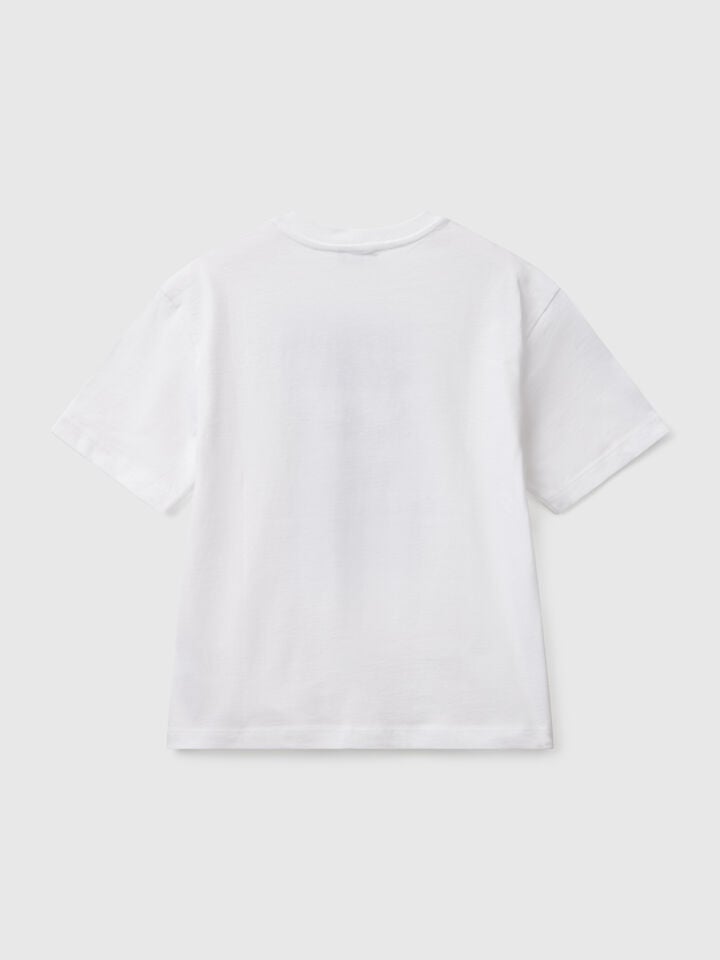 Benetton Short Sleeve T-shirt In Cotton White