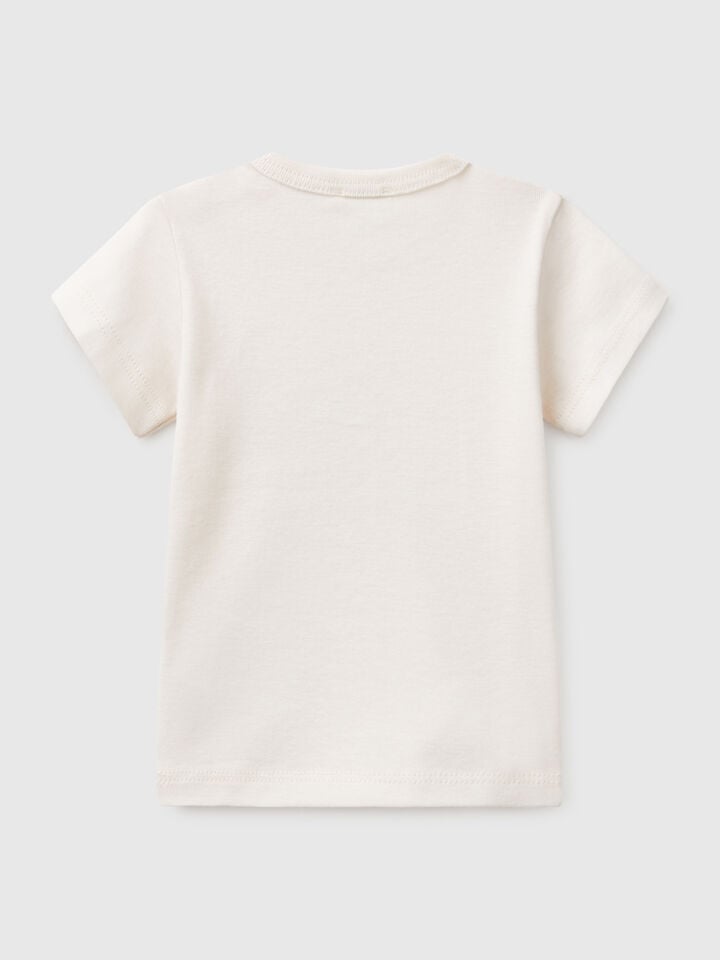 Benetton Short Sleeve T-shirt In Cotton White