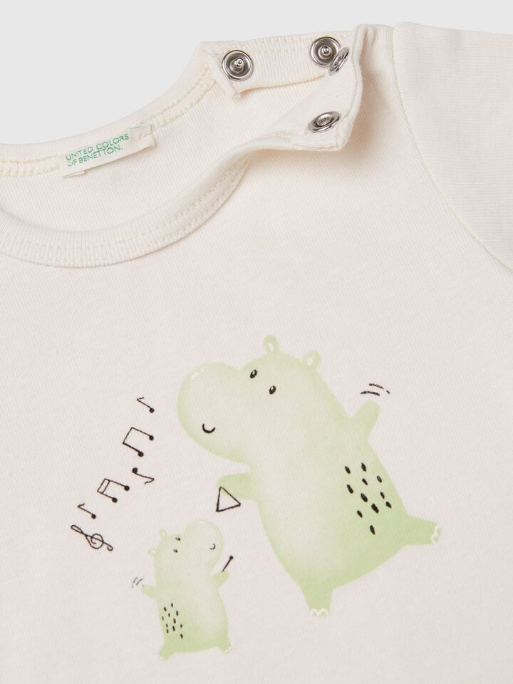 Benetton Short Sleeve T-shirt In Cotton White