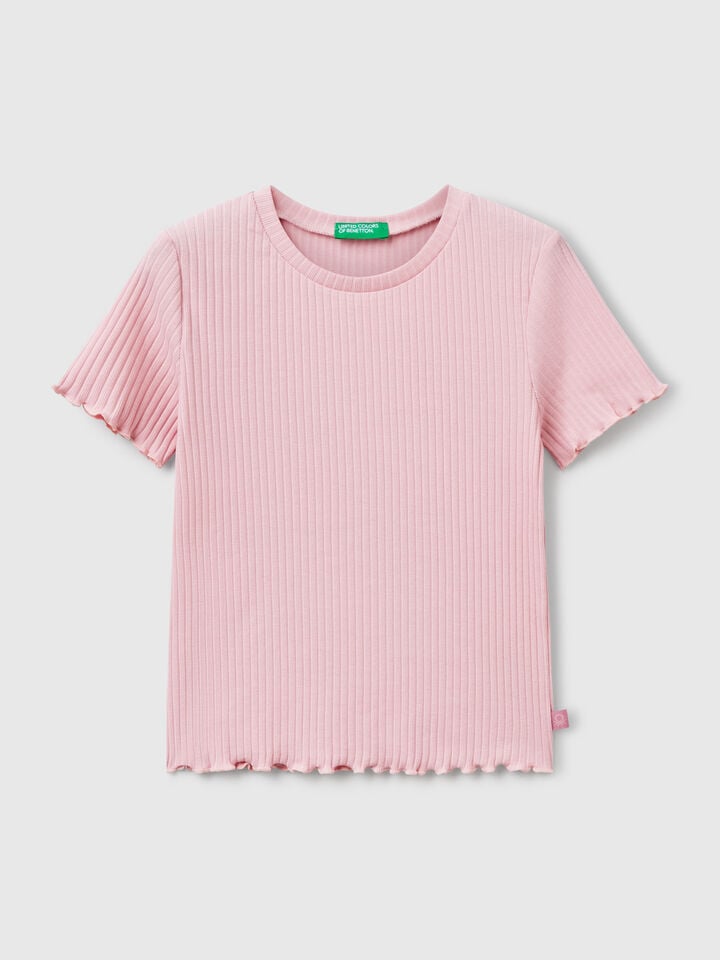 Benetton Short Sleeve T-shirt Pink
