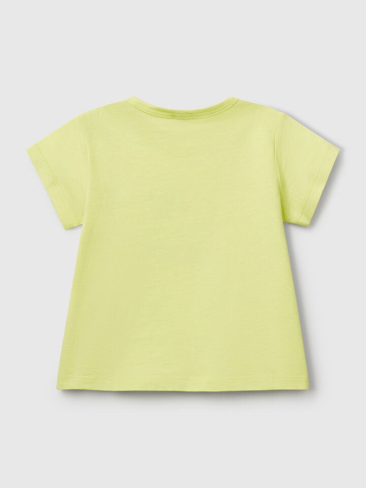 Benetton Short Sleeve T-shirt With Print Lime