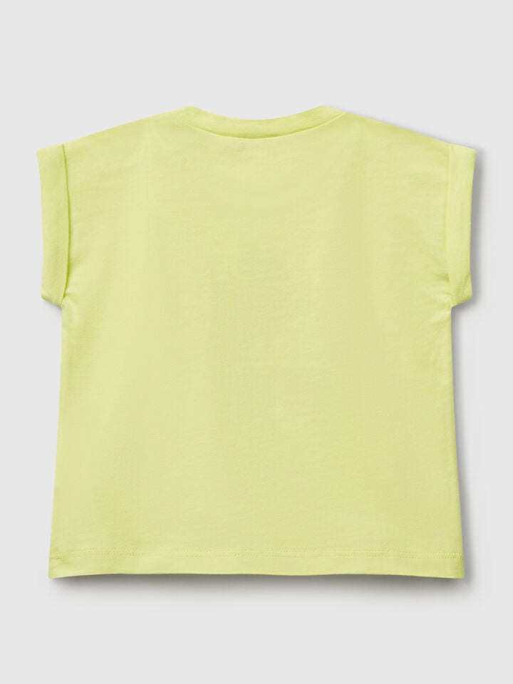 Benetton Short Sleeve T-shirt With Print Lime