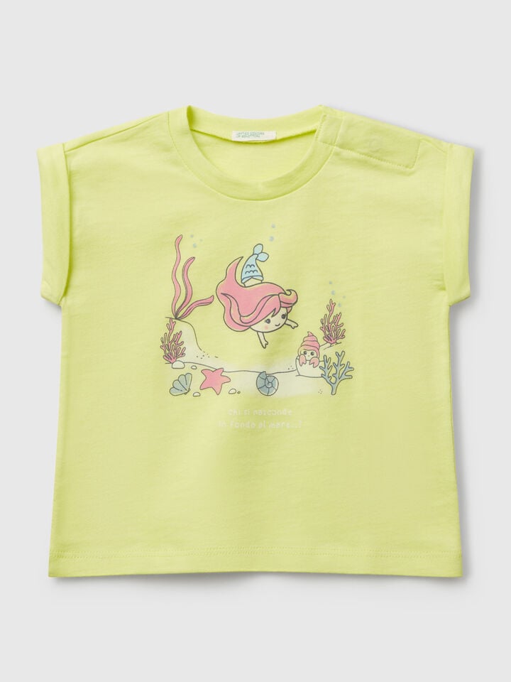 benetton Short sleeve t-shirt with print Lime